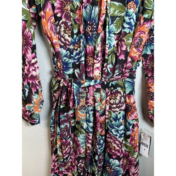 Donna Ricco Dress‎ Floral Multi Color Size 4 Long Sleeve Spring Summer NEW - Picture 3 of 11